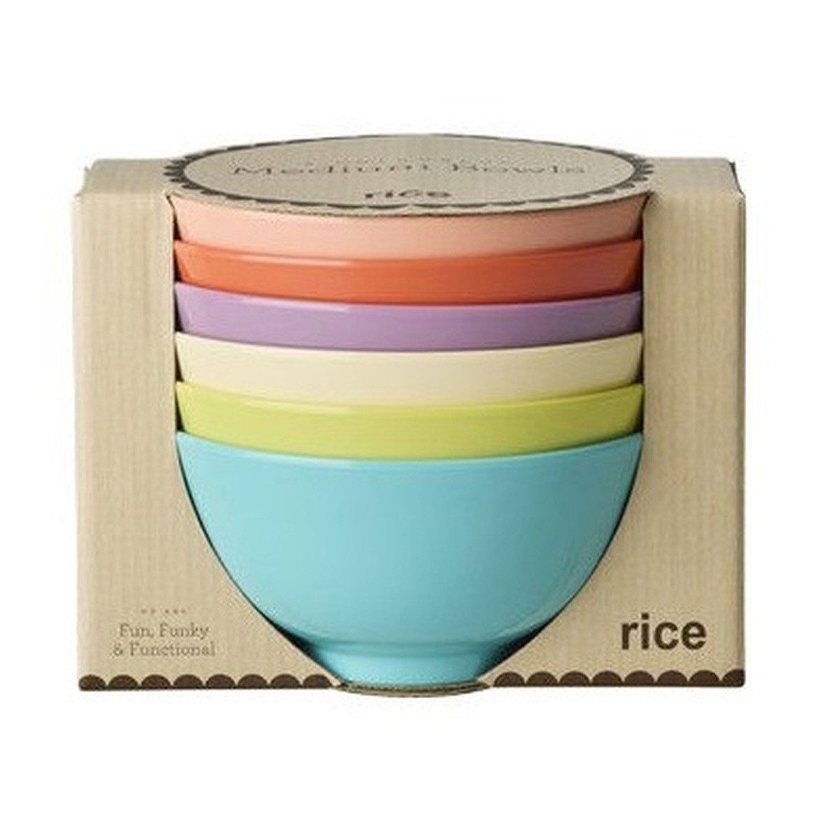 rice Salatschüssel Melamin Schüssel Set 6er bunt, Ø 15 cm, spülmaschinenfest, langlebig, 6er Set