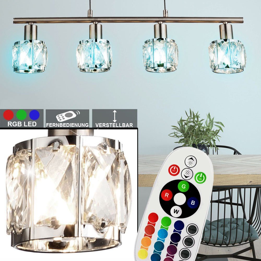 etc-shop LED Pendelleuchte, Leuchtmittel inklusive, Warmweiß, Farbwechsel, Decken Hänge Lampe Fernbedienung Kristall Leuchte | Pendelleuchten