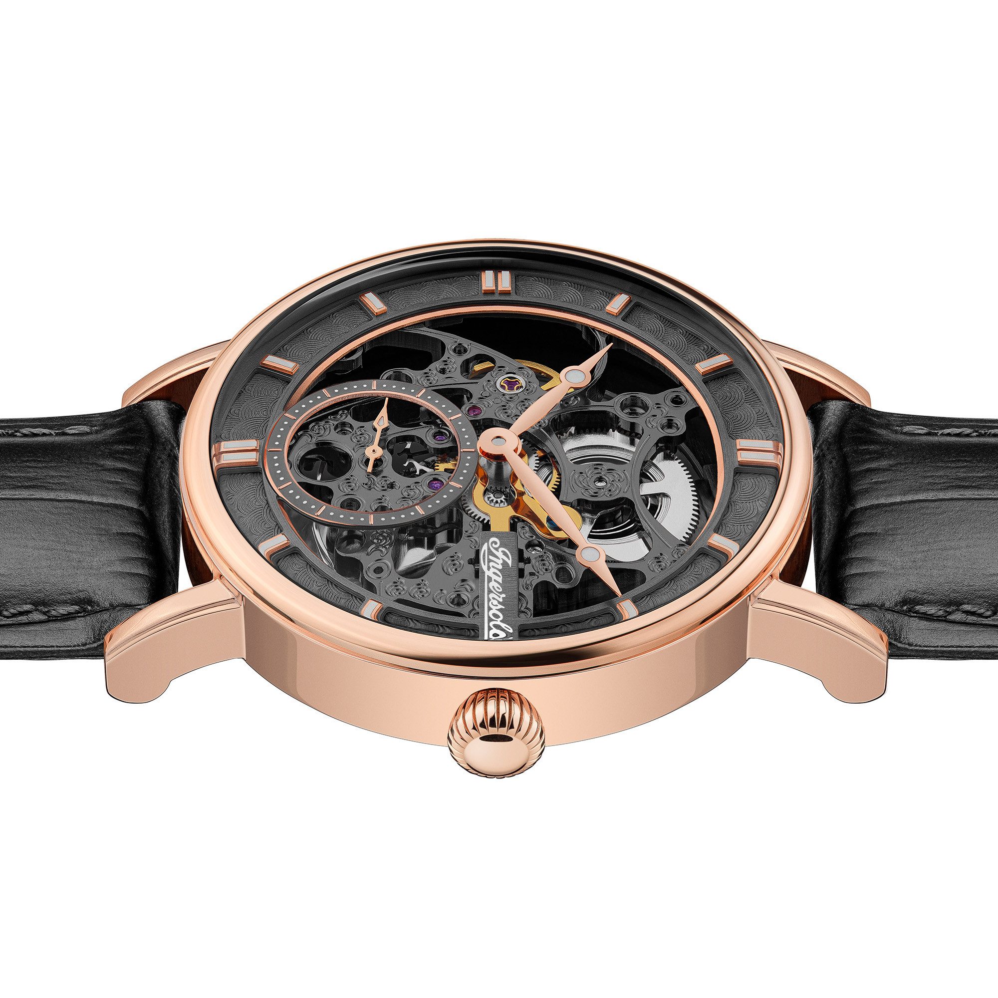 Ingersoll Automatikuhr The Herald I00403B, Armbanduhr, Herrenuhr, Mechanische Uhr, Lederarmband, analog