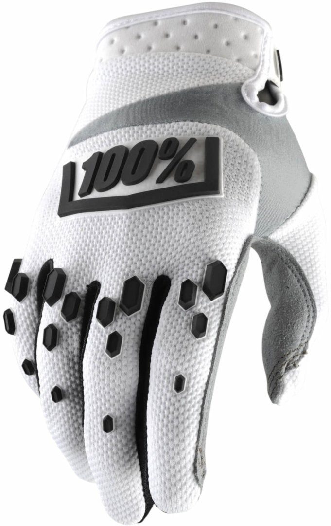 Motocross White/Black Airmatic Motorradhandschuhe 100% Handschuhe Hexa
