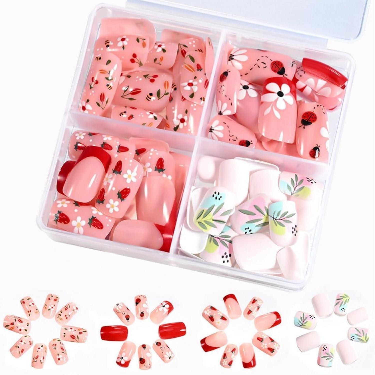 LuxusKollektion Kunstfingernägel Fingernägel Kinder 96tlg. Set