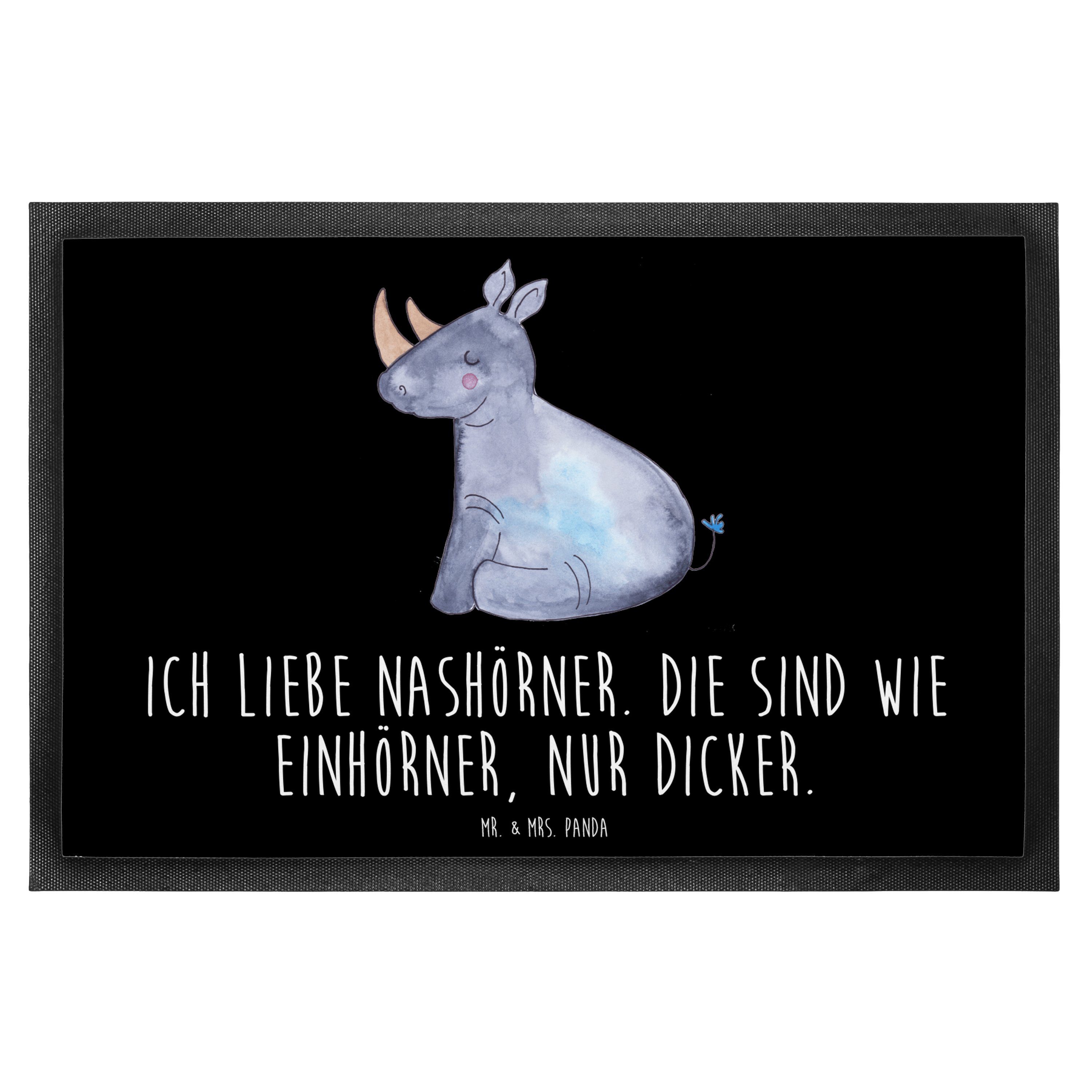 Fußmatte 60 x 90 cm Einhorn Nashorn Schwarz Geschenk, Pegasus