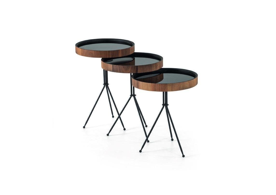 JVmoebel Beistelltisch Set 3tlg Beistelltisch Schwarz Beistelltische Tische Rund Wohnzimmer (3-St., 3x Beistelltische), Made in Europa