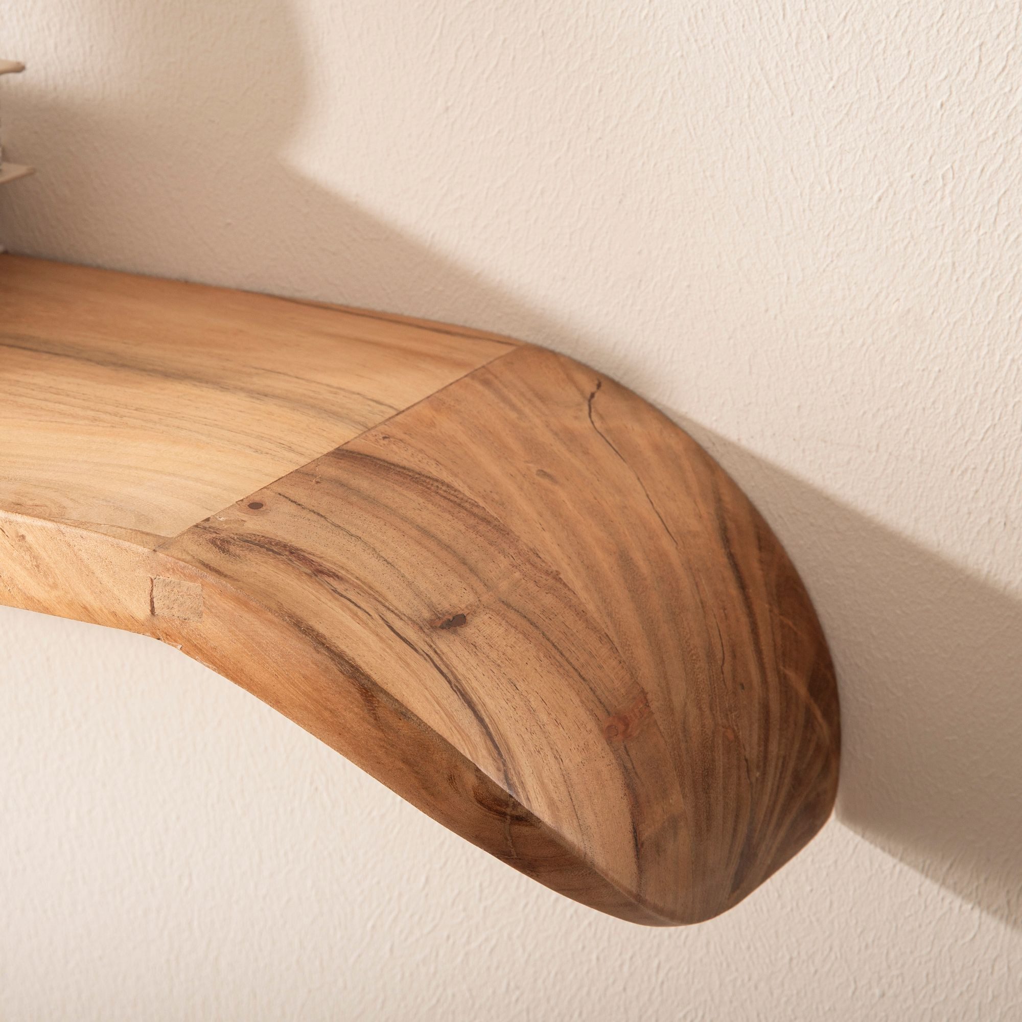 FineBuy Wandregal Mango Massivholz · Hängeregal mit geschwungenen Enden · Handgefertigtes Schwebendes Regal im modernen Design · Regalbrett aus Echtholz – Bild 5 von 5