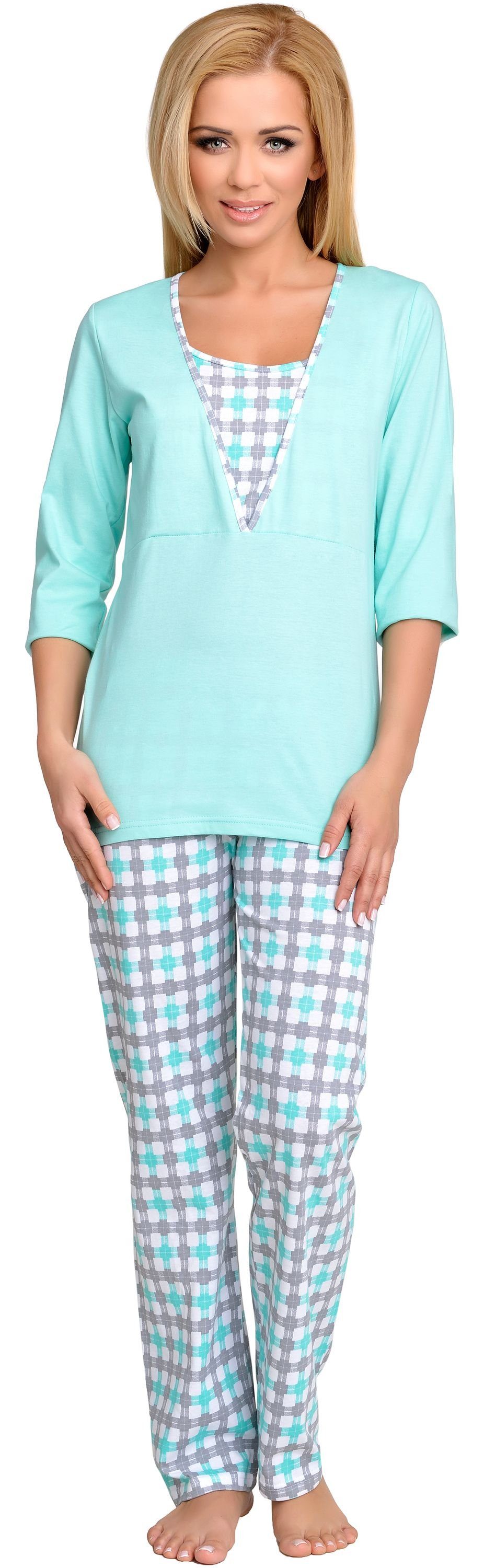 Be Mammy Umstandspyjama Damen Schlafanzug Stillpyjama günstig online kaufen