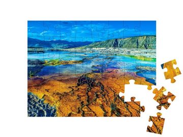 puzzleYOU Puzzle Eindrucksvolle Wasserstelle: Mammoth Hot Springs, 48 Puzzleteile, puzzleYOU-Kollektionen Wildnis, Wildnis & Wüste