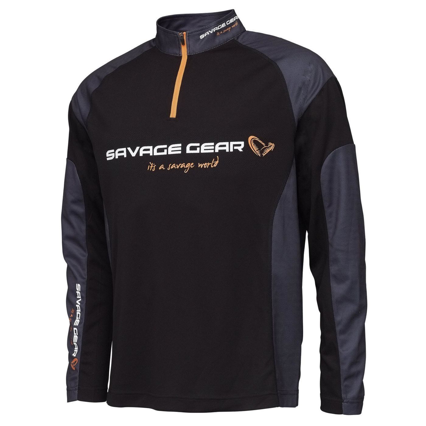 Savage Gear Longsleeve Savage Gear Tournament Gear Shirt 1/2 Zip Black Ink - Angelshirt