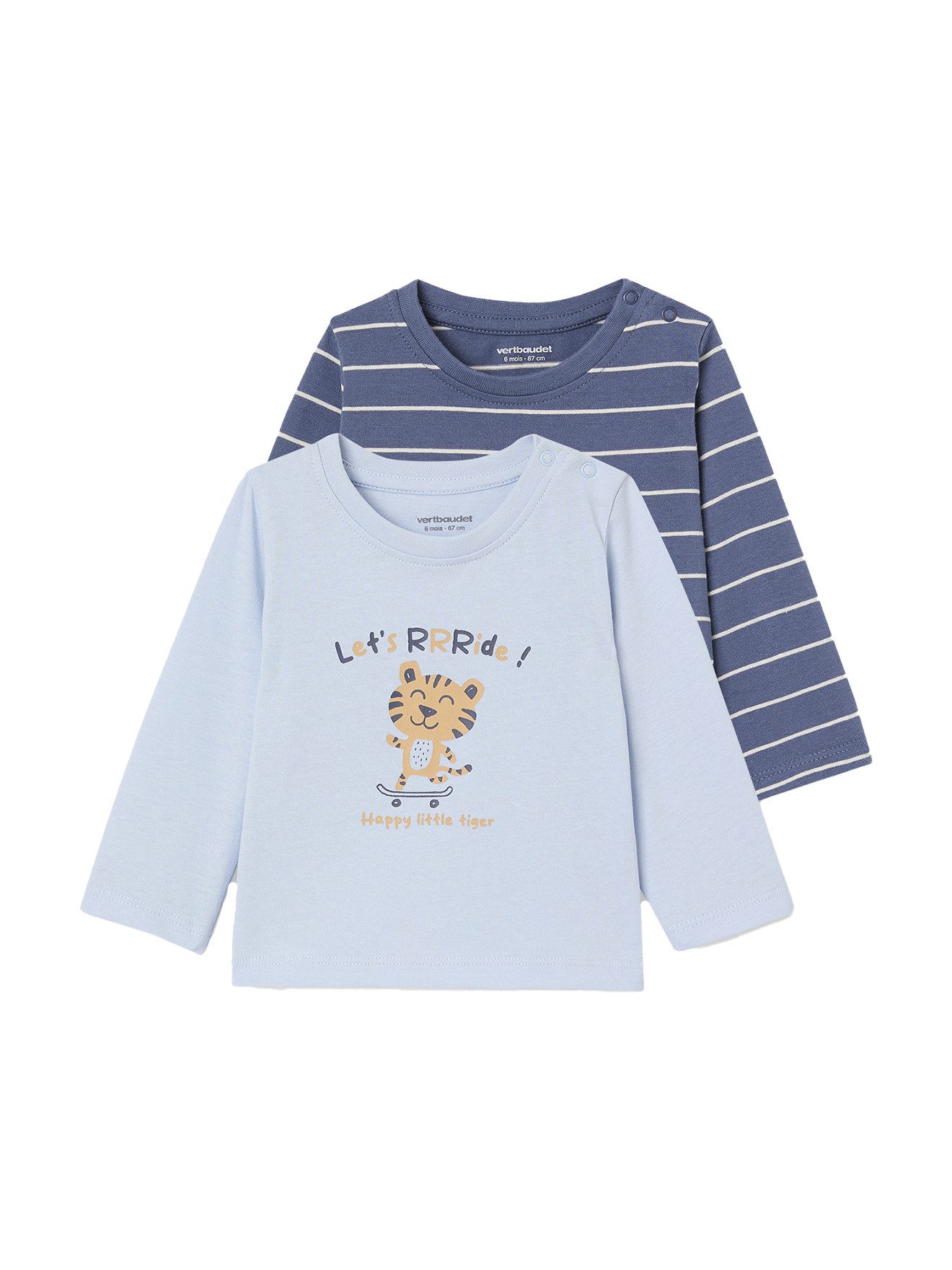 Langarmshirt 2er-Pack Baby Shirts BASIC, Print & Streifen