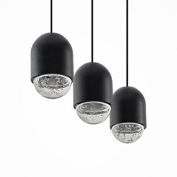 Lucande Hängeleuchte Amielle, dimmbar, Leuchtmittel nicht inklusive, Modern, Eisen, Glas, Schwarz, klar, 3 flammig, GU10, Deckenlampe