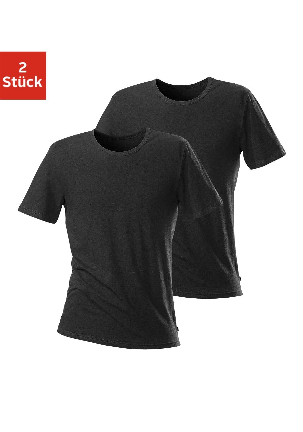 H.I.S T-Shirt als schwarz Unterziehshirt mit perfekt Rundhalsausschnitt (2er-Pack)