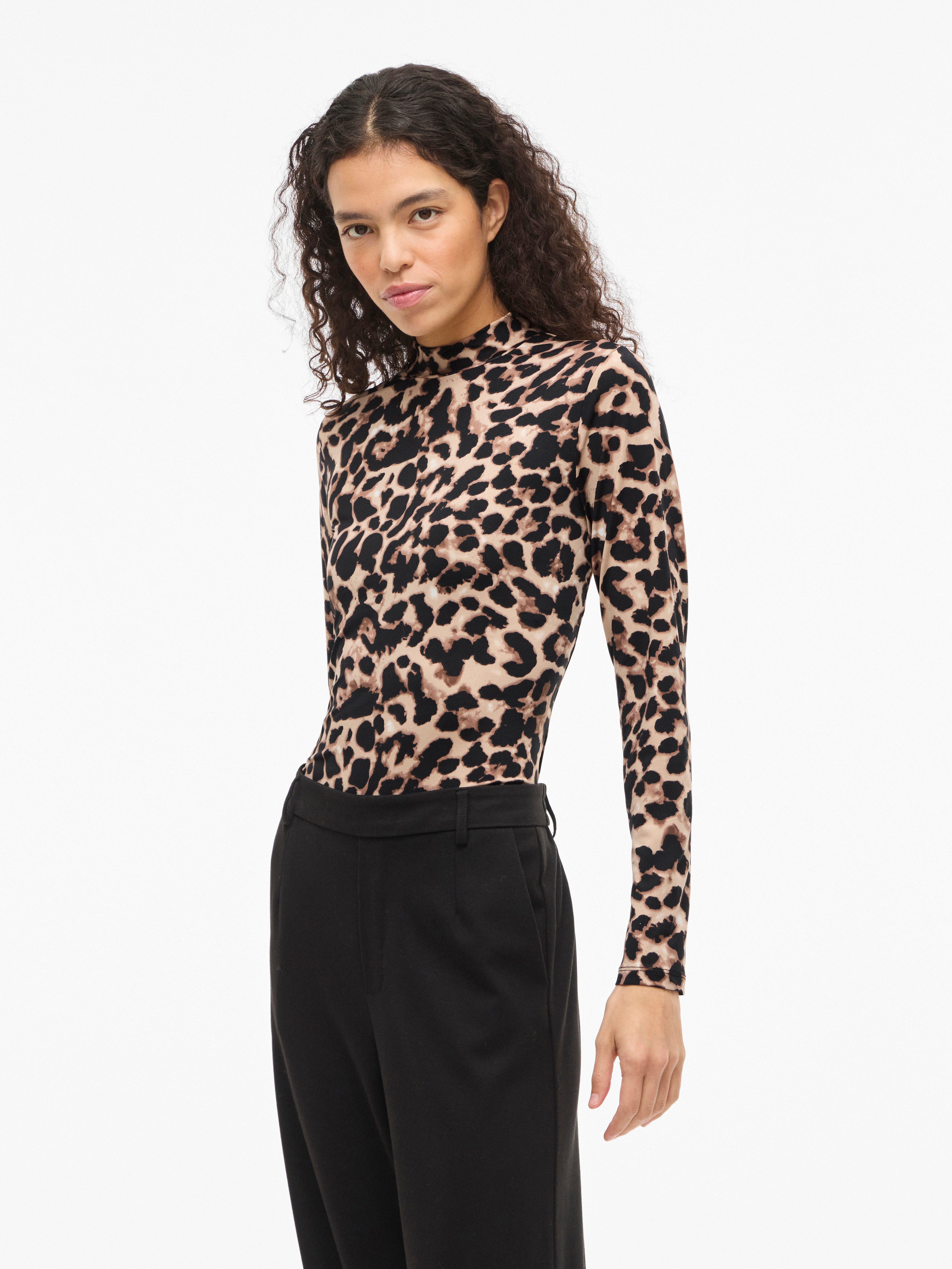 Vila Stehkragenshirt VILEOA L/S ROLLNECK TOP - NOOS Materialmix, regular fit