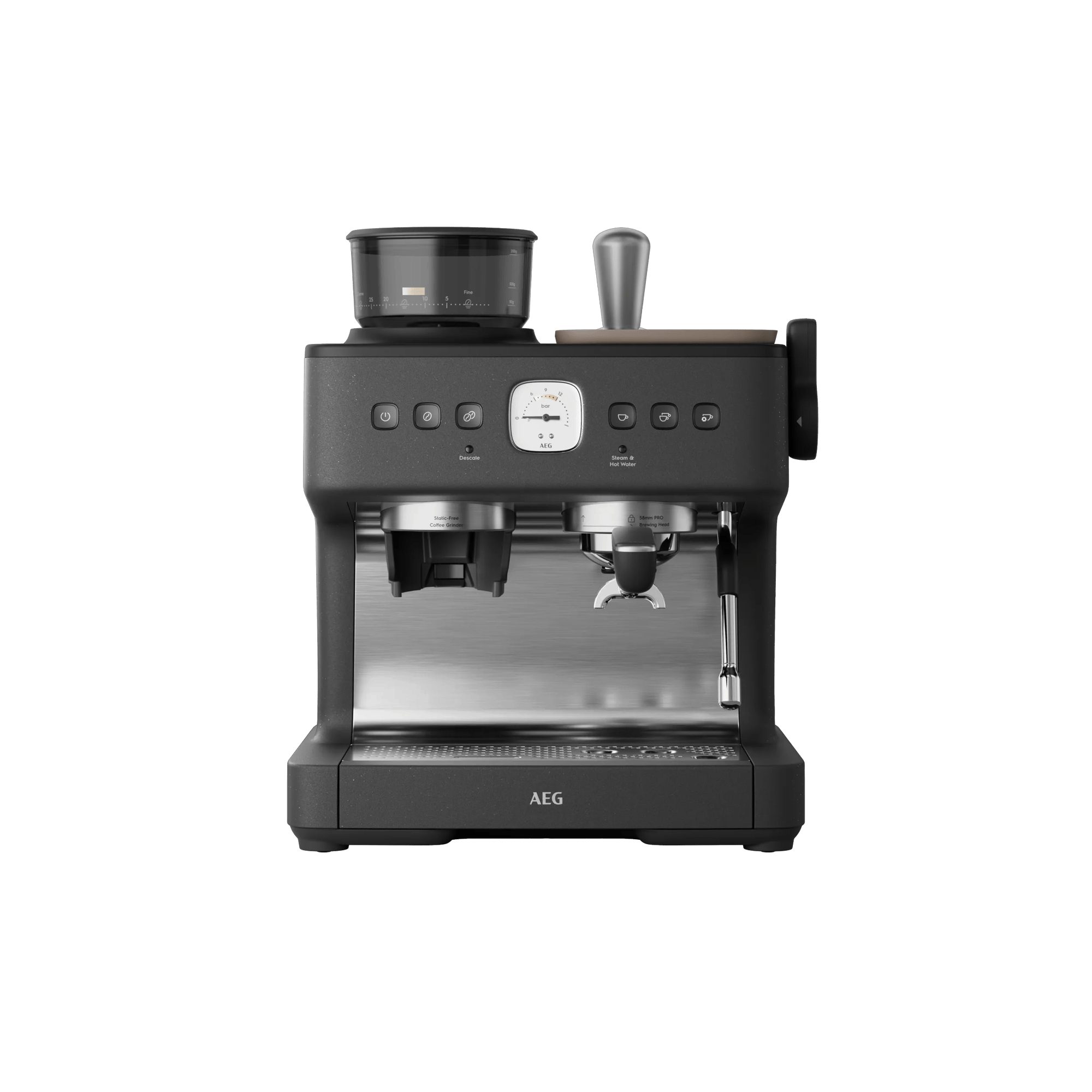 AEG Siebträgermaschine EC8-1-8BP, Edelstahlfilter, Dual Thermoblock, 30 Mahlstufen, Antistatische Mühle – Bild 5 von 5