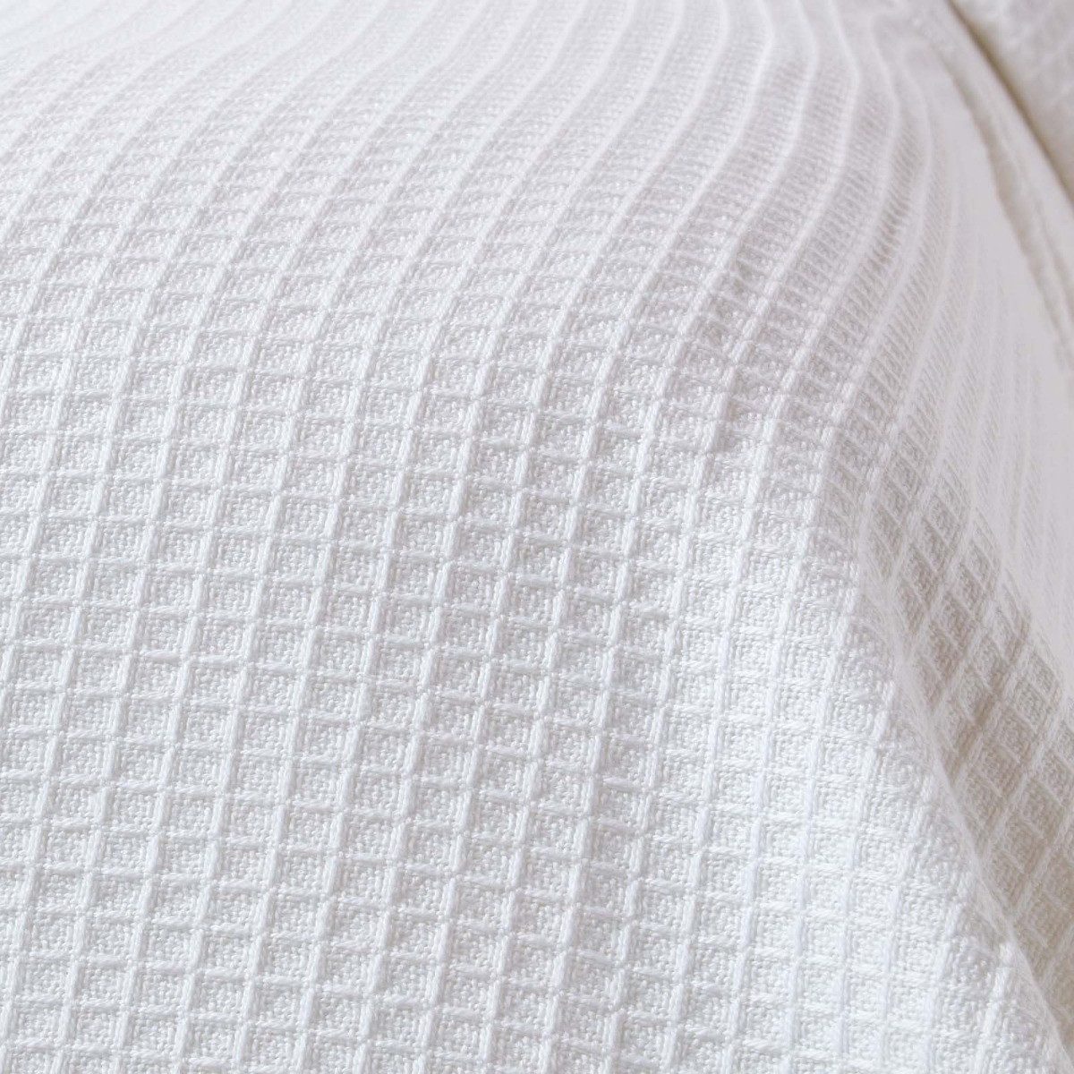 Plaid 100% Bio-Baumwolle Waffeldecke weiß, 125 x 150 cm, Homescapes