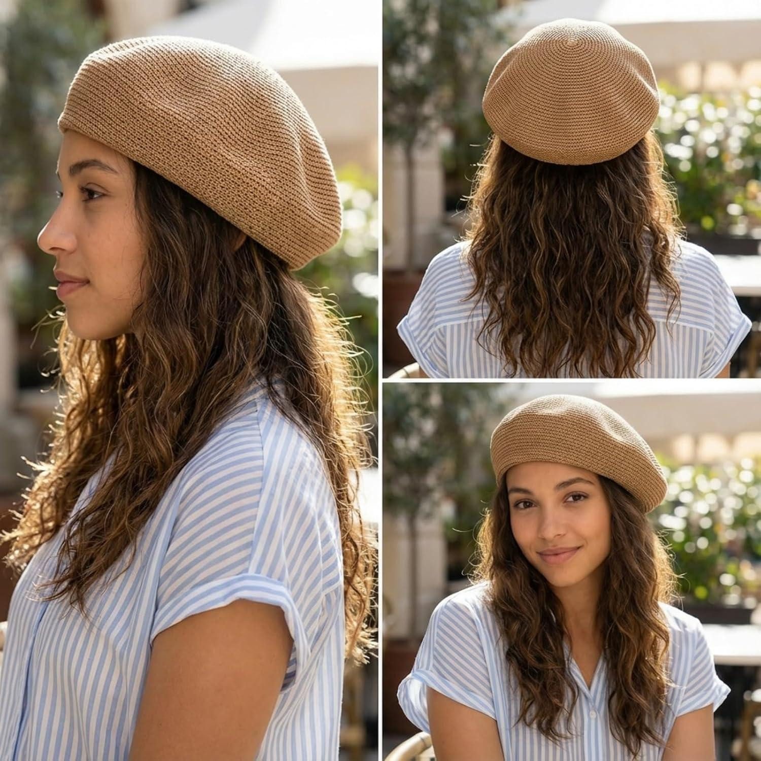 LuxusKollektion Baskenmütze Baskenmütze Damen Sommer Beret Hut Beanie Einheitsgröße M Khaki
