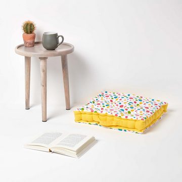 Homescapes Bodenkissen Sitzkissen Polka Dots Bunt 100% Baumwolle, 40 x 40 x 10 cm