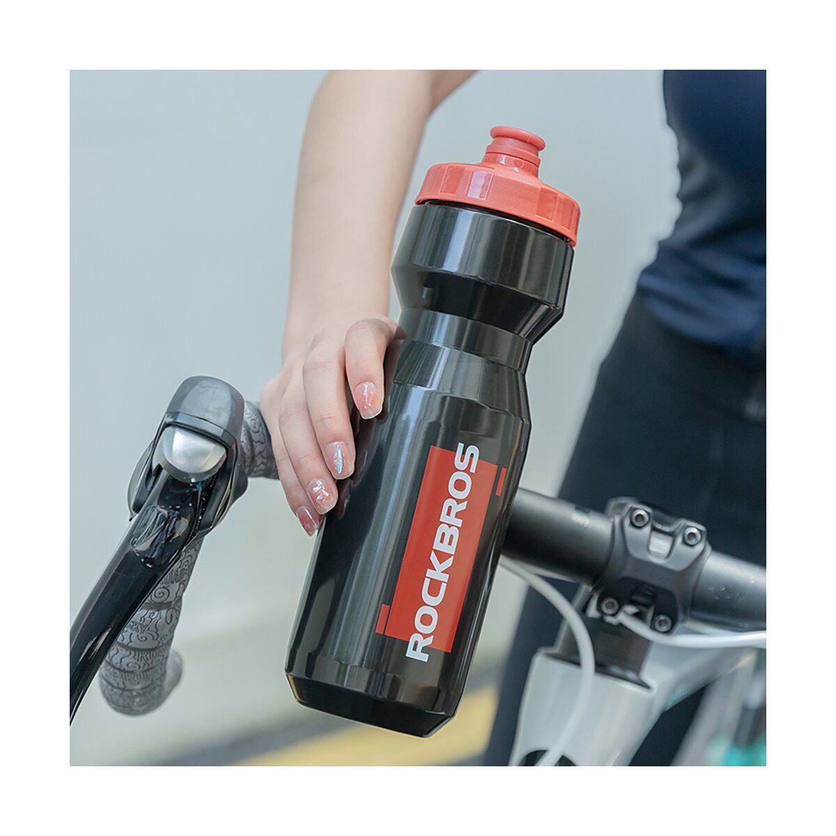 ROCKBROS Trinkflasche Rockbros Fahrradflasche 750 ml Schwarz Rot