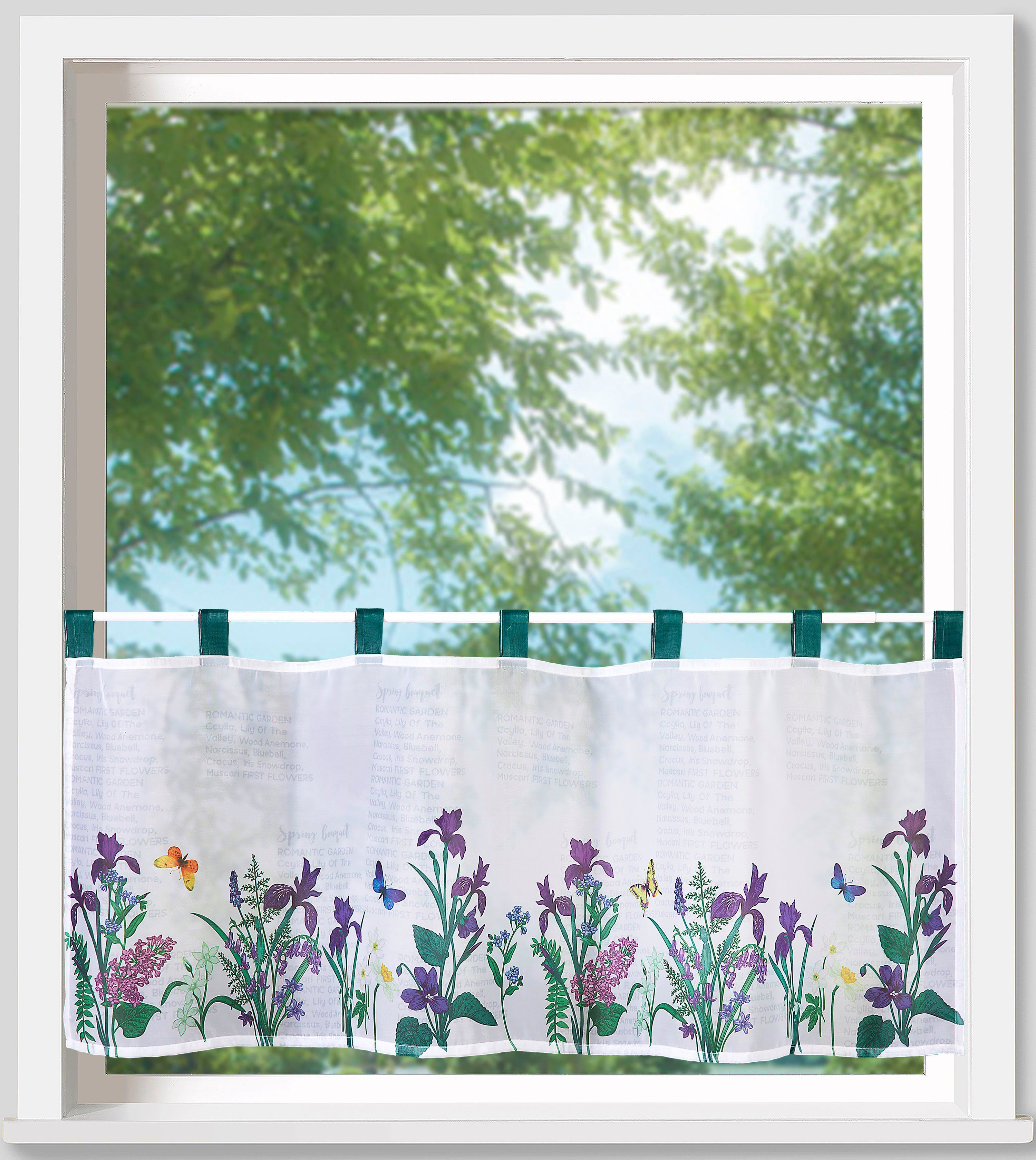 Weckbrodt Scheibengardine Violet (1 St), Schlaufen, transparent, Voile, Bistro, Voile, floral, transparent, HxB 45x120cm, Gardine, Store