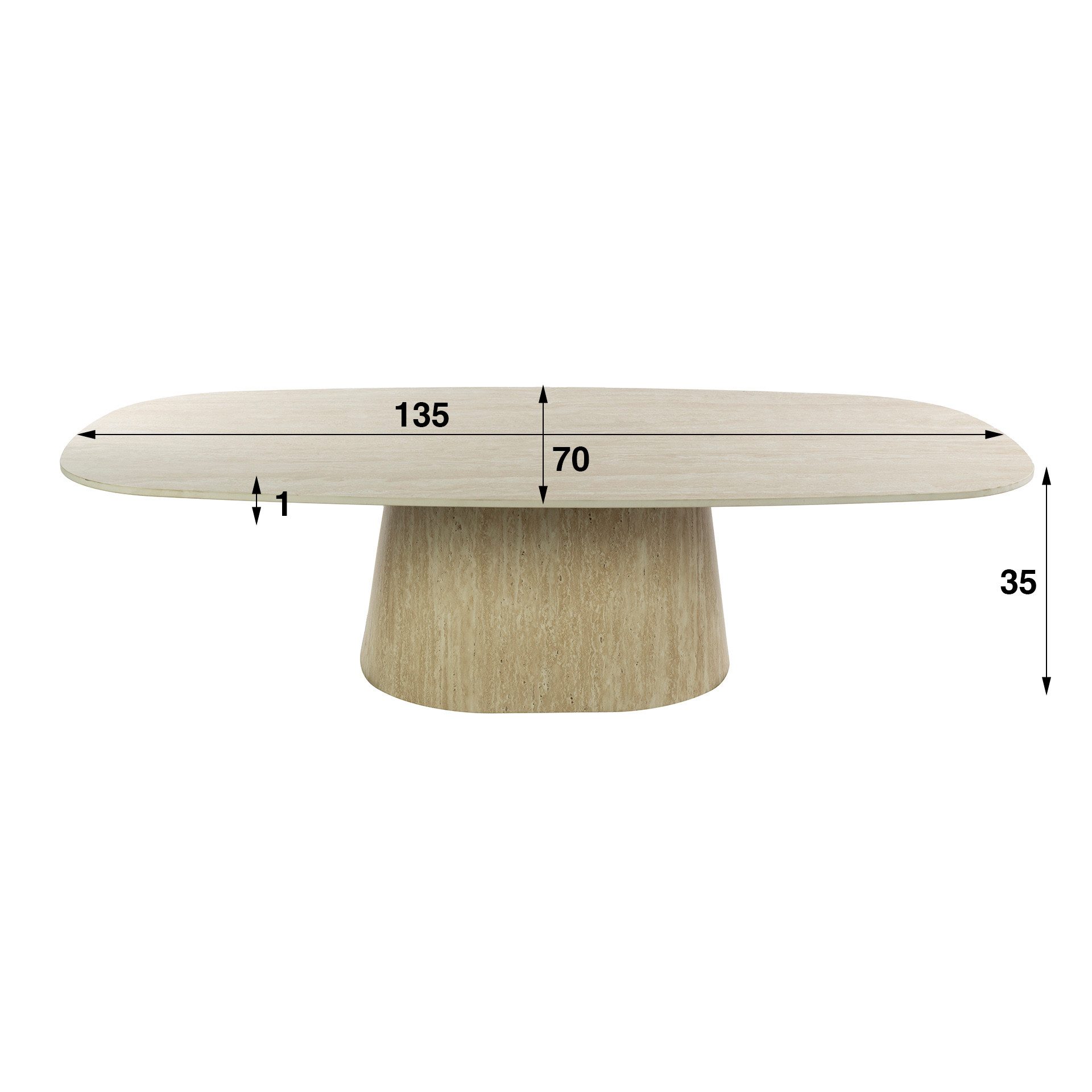 LEVEN Lifestyle Couchtisch VELANO oval 135 cm Travertinoptik Keramik Wohnzimmertisch, Tischplatte aus hochwertiger Keramik – Bild 4 von 5