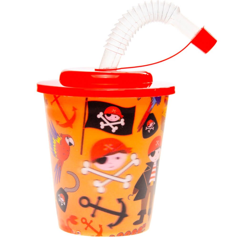 LG-Imports Kinderbecher Kinder Trinkbecher – 250 ml – 12 Stück – Mit Motiv, Deckel & Strohhalm, 12-tlg., Kunststoff