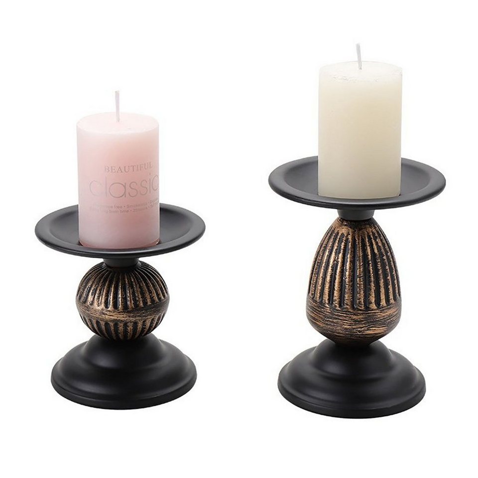 CTGtree Kerzenständer 2 Stück Vintage Kerzenständer Set Schwarz Metall (2 St )