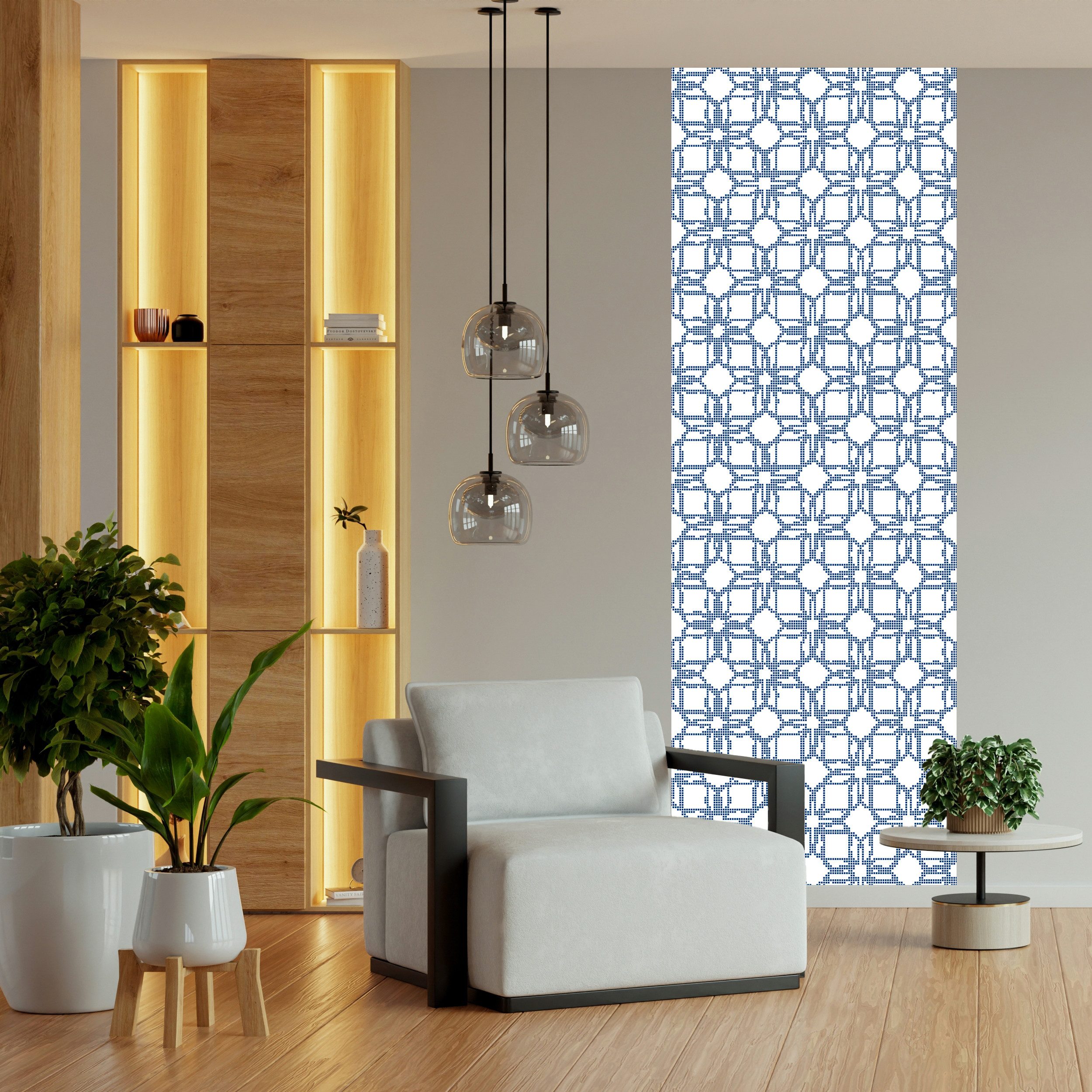 queence Vinyltapete Muster-Blau, glatt, Streifen, 90x250cm, selbstklebend, kinderleichte Anbringung, Sticker