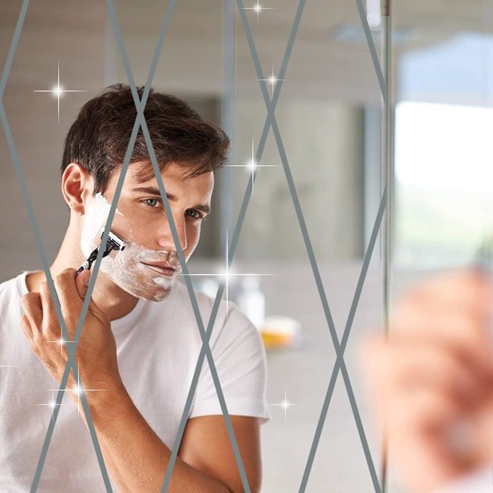 GelldG Badspiegel Spiegel, Acryl Spiegel-Wandaufkleber, kein 3D, Kunststoff, Glas
