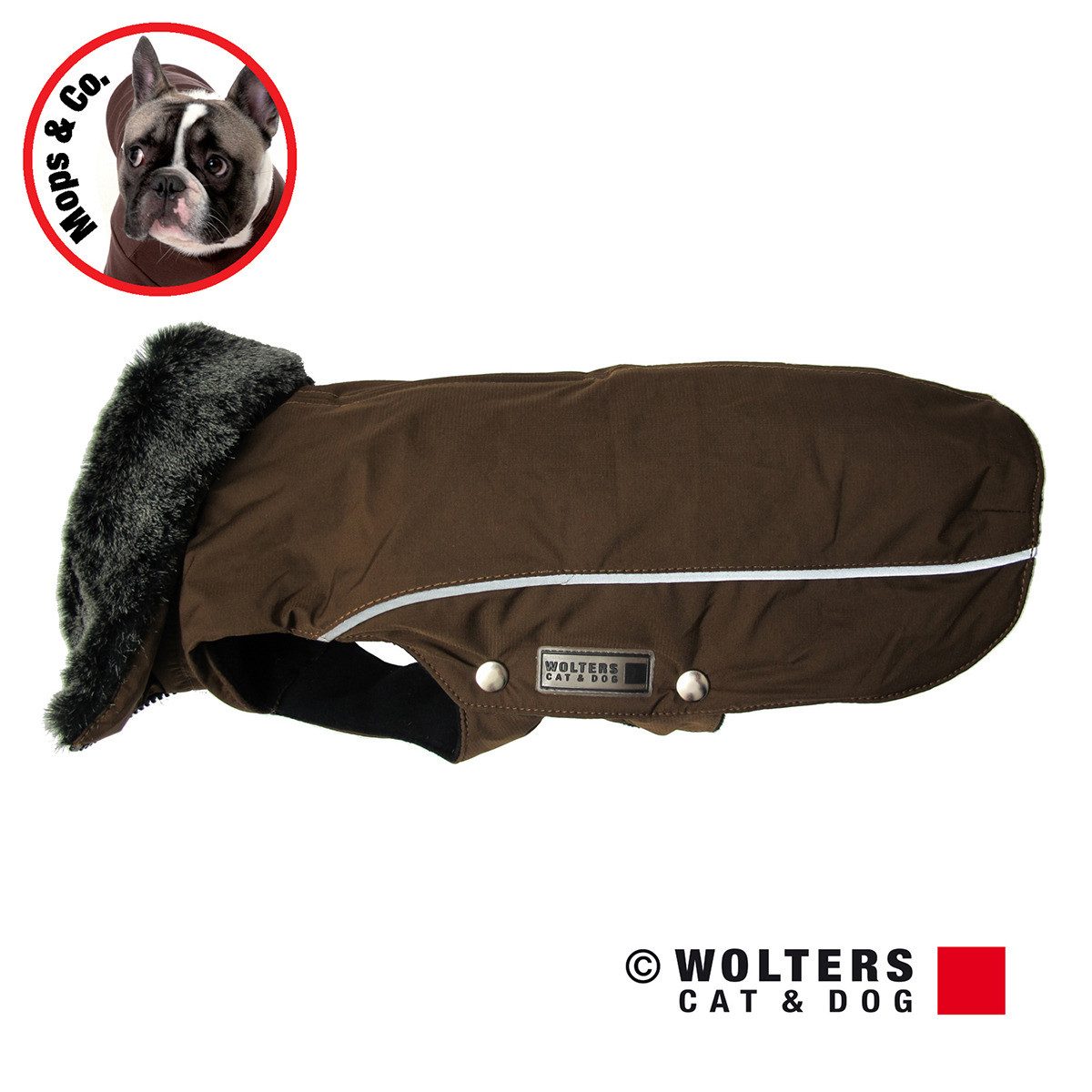 Hundemantel Winterjacke Amundsen für Mops & Co. kastanie