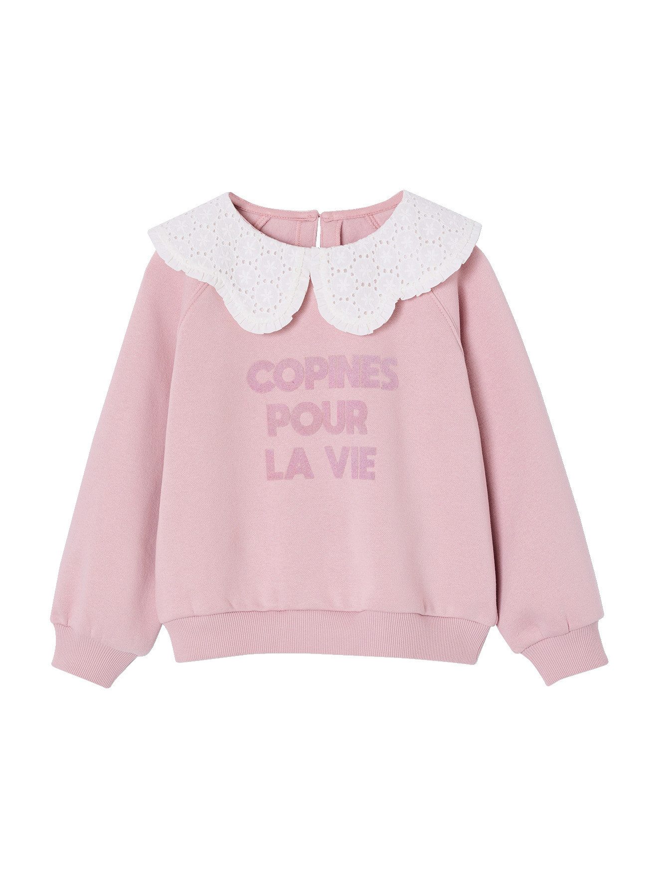 vertbaudet Sweatjacke Mädchen Sweatshirt mit besticktem Kragen