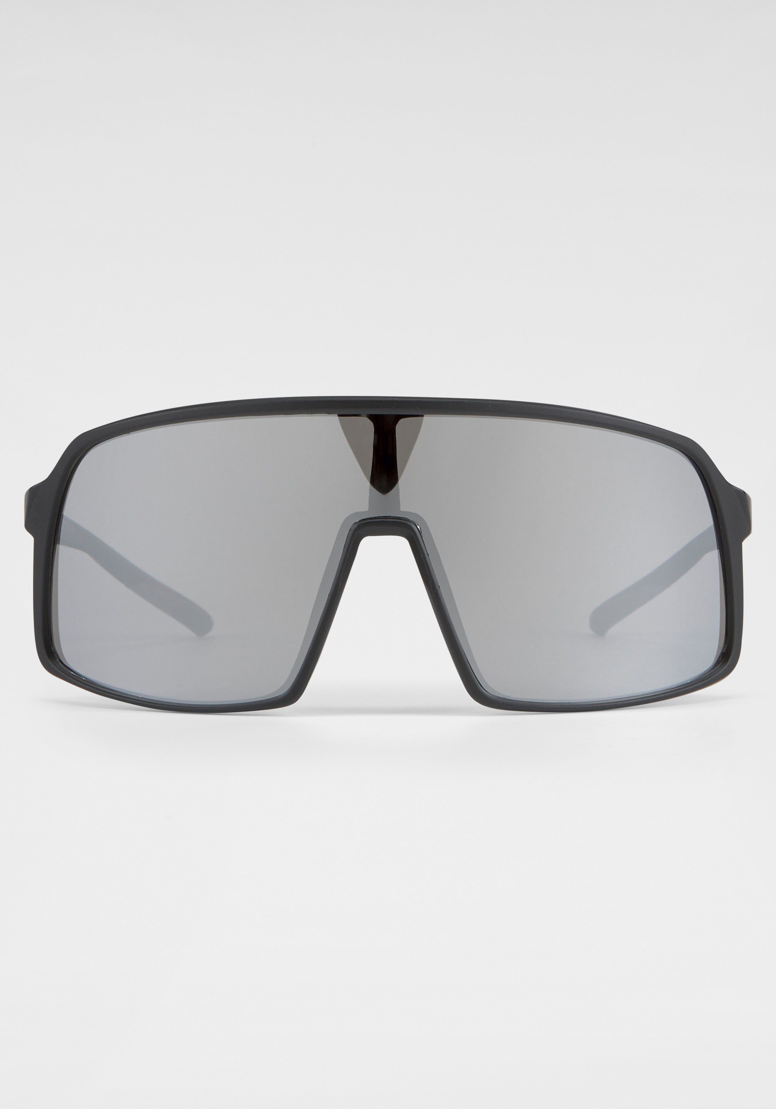 BACK IN BLACK Eyewear Sonnenbrille große Gläser schwarz-silber