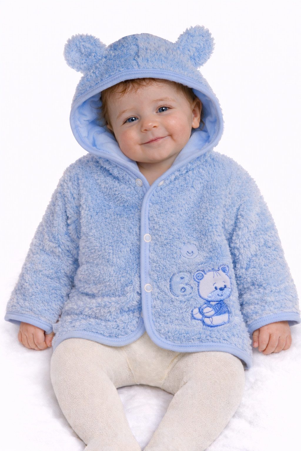 La Bortini Kapuzenfleecejacke Baby Jacke mit Kapuze aus Fleece und Baumwolle Erstlingsjacke (Erstlingsjacke) weich, unisex, 44 50 56 62 68 74 80