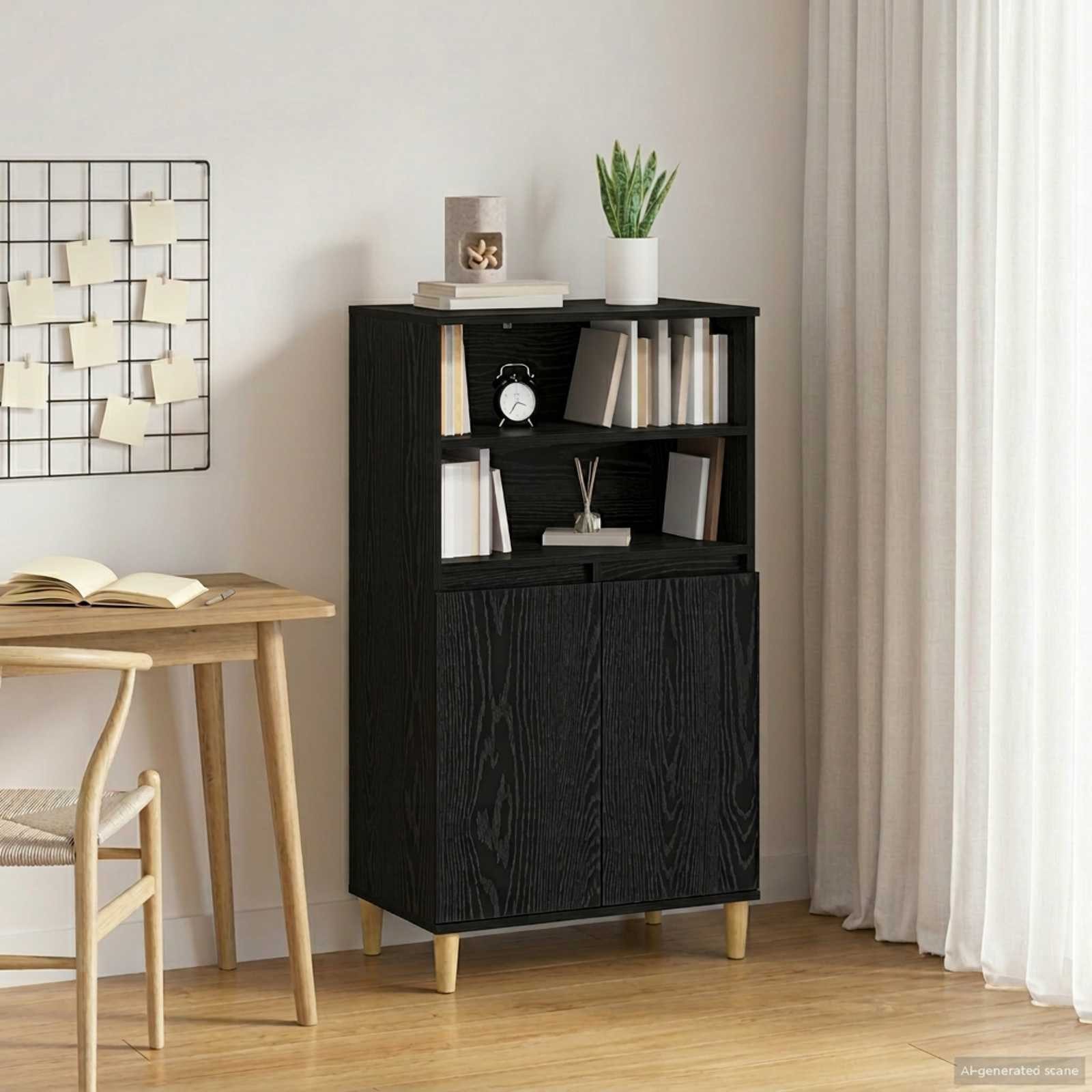 vidaXL Highboard Highboard Schwarz Eichen-Optik 60 x 36 x 110 cm Holzwerkstoff (1 St)