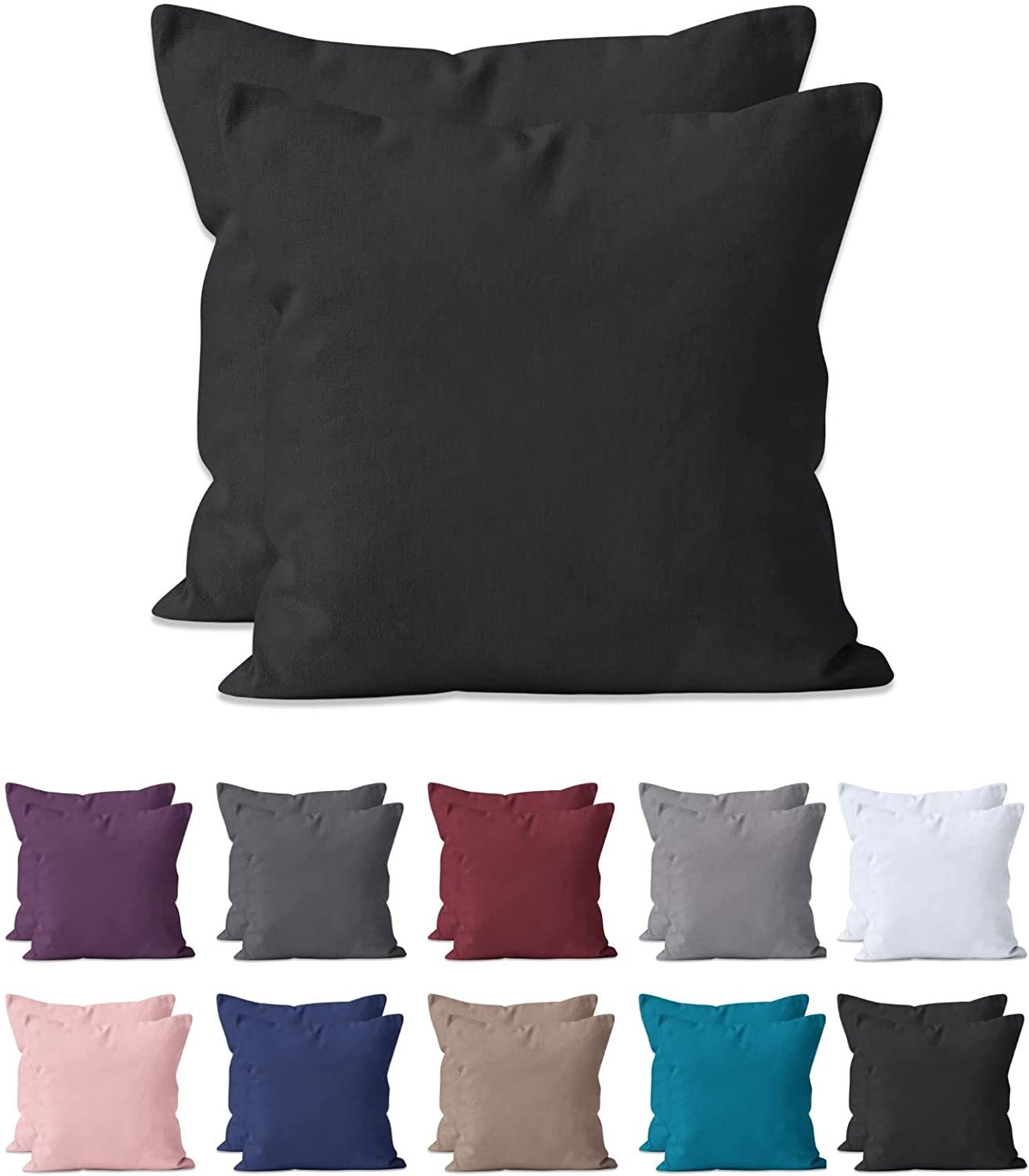 Kissenbezug 2-er Set Kissenbezug Mikrofaser, Doppelpack Kissenhüllen ca. 95 g/m², Dekorative Dekokissen Sofakissen Lendenkissen Wurfkissenbezug mit Reißverschluss