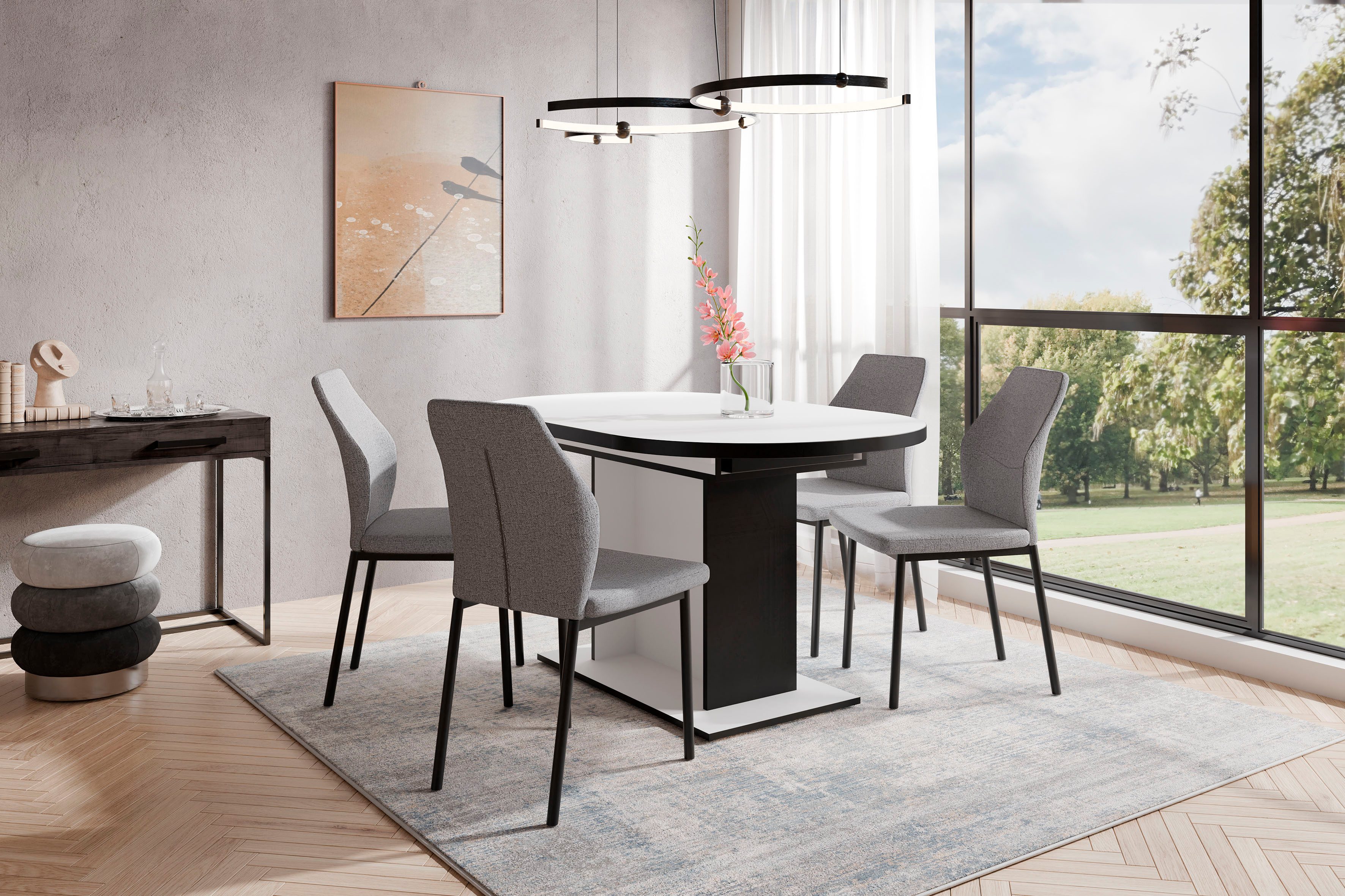 OTTO home Essgruppe Basel, Tischgruppe mit 4 Stühlen, Esstisch ausziehbar 1 günstig online kaufen