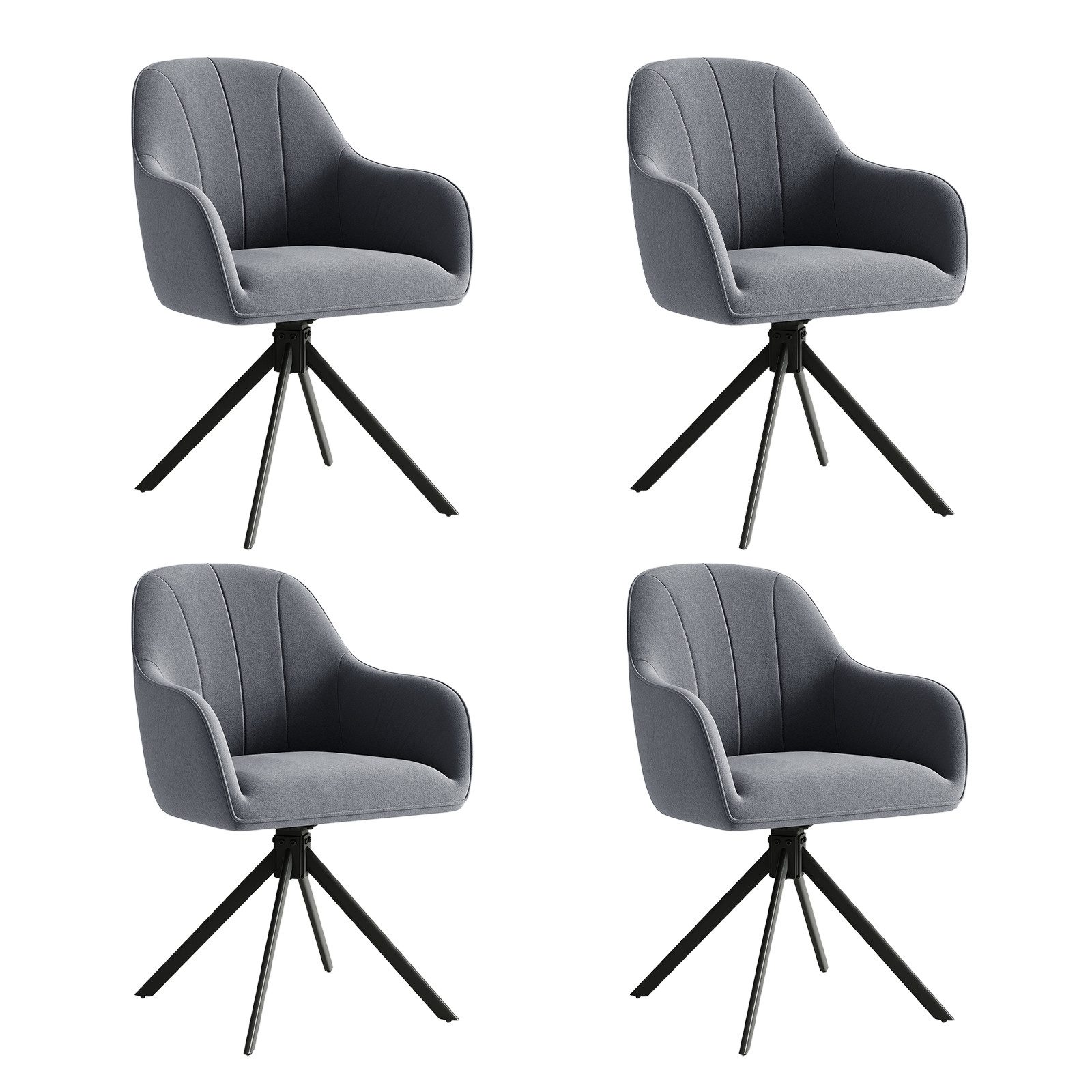 HawthyHome Esszimmerstuhl mit Armlehnen und Metallbeinen, 4er-Set, 360° drehbarer,Beige (4 St), 360° drehbarer