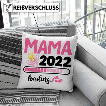 Trendation Dekokissen Trendation - Mama Loading 2022 Geschenk Schwangerschaftsverkündung Schwanger Baby Kissen mit Füllung 40x40 Mutter