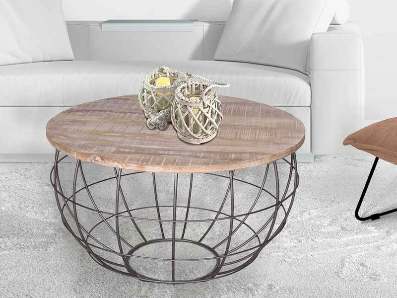 Casamia Couchtisch Couchtisch nachhaltig rund ø 75 cm Wohnzimmer-Tisch Massivholz London