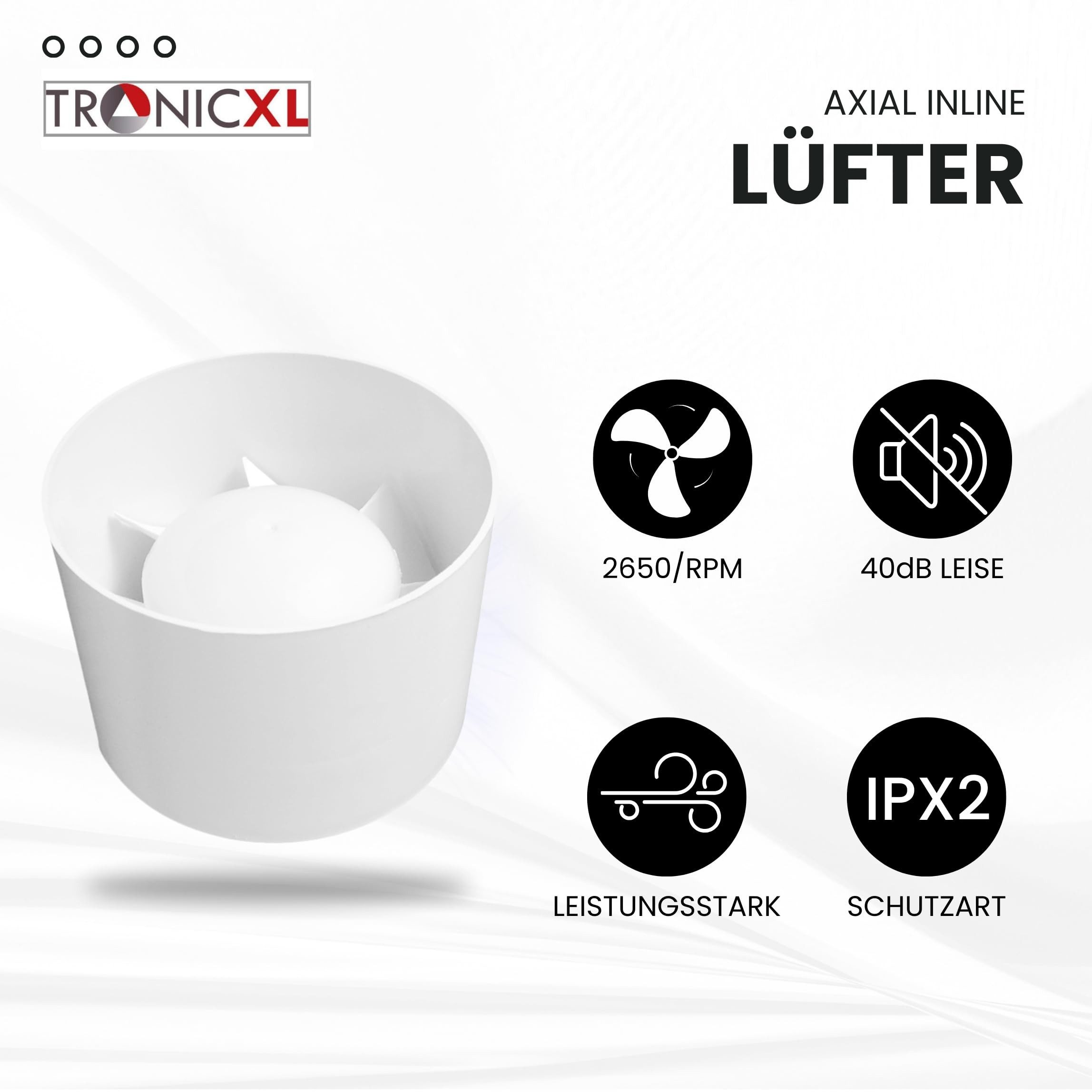 TronicXL Radialventilator 100mm Abluft Grow Lüfter Ventilator mit Kabel Sch günstig online kaufen