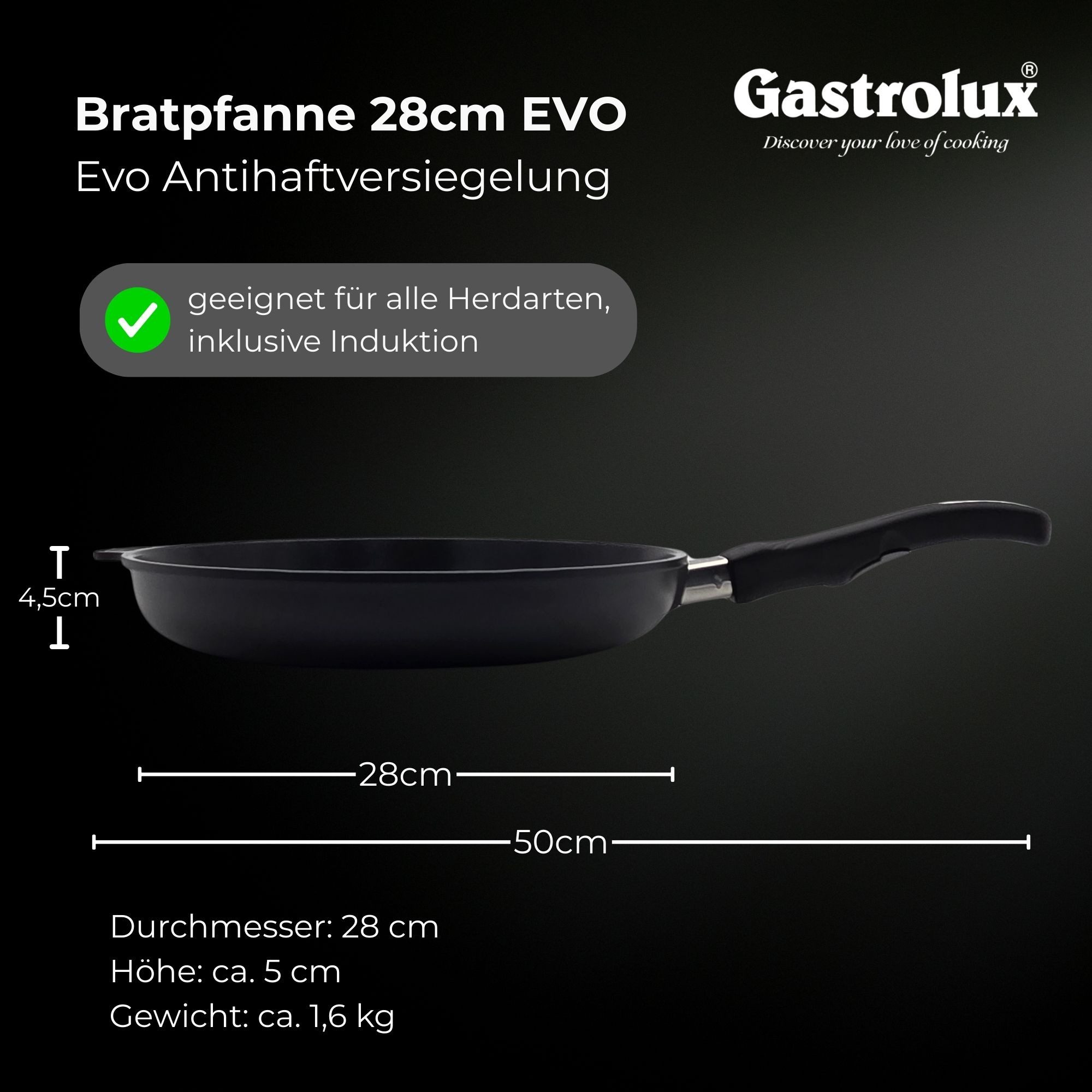 Gastrolux Bratpfanne GASTROLUX EVO-Pfanne Alu Guß Bratpfanne Keramik Beschichtung 28 cm
