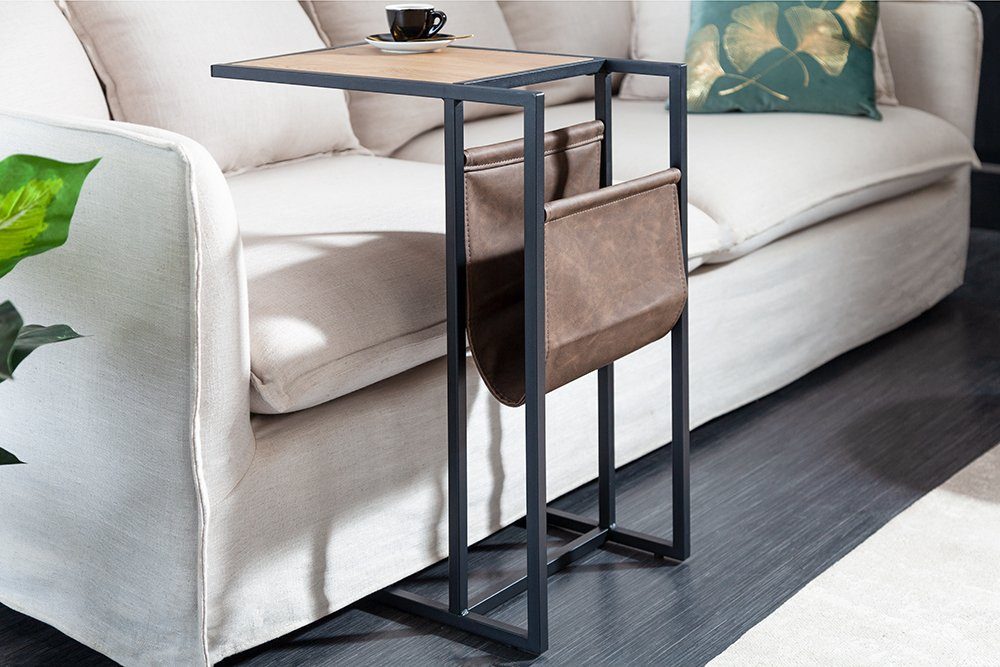 · Eichen-Optik 48cm Metall natur Industrial · riess-ambiente / Couch schwarz, Holzwerkstoff LOFT & Laptoptisch · · Bett für