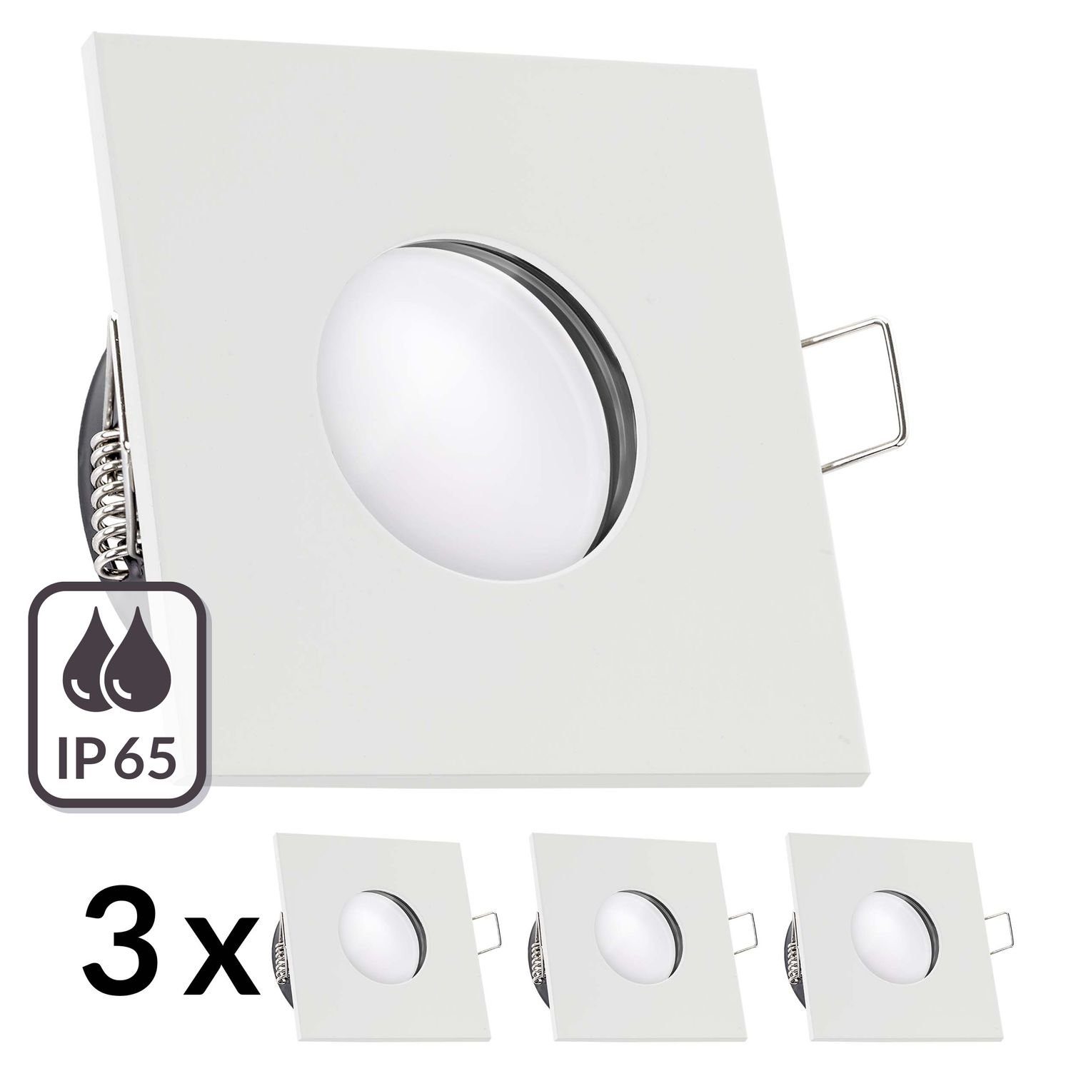 Einbaustrahler Einbaustrahler 3er mit weiß flach Set in Leu 5W IP65 RGB LED LED extra LEDANDO CCT