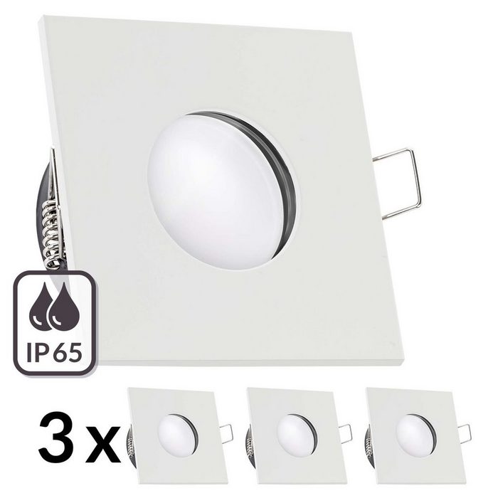 LEDANDO LED Einbaustrahler 3er IP65 RGB CCT LED Einbaustrahler Set extra flach in weiß mit 5W Leuchtmittel von LEDANDO - RGB + Warm bis Kaltweiß - inkl. WiFi APP-Steuerung - Tuya Smart Life - Badezimmer CN11280