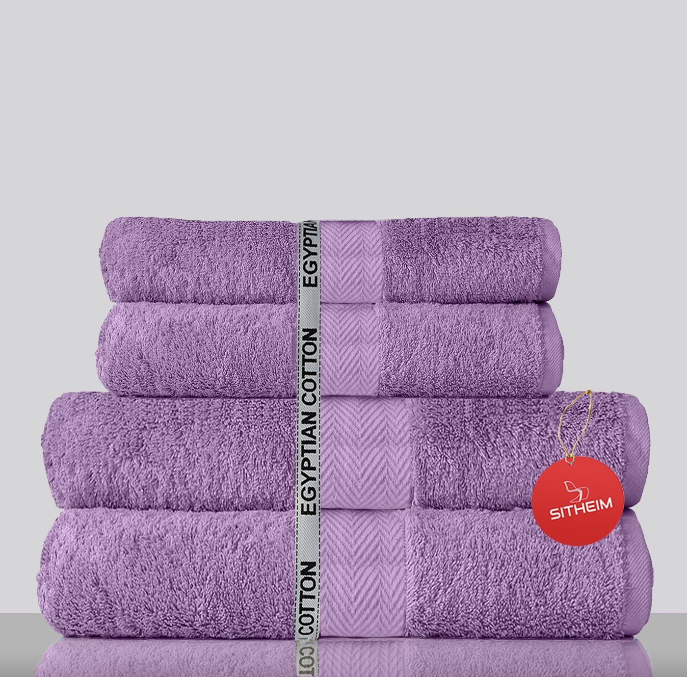 Sitheim-Europe Handtuch Set KING TUT Handtücher 100% ägyptischer Baumwolle 4-teiliges Handtuchset, ägyptischer Baumwolle, (Spar-Set, 4-tlg), Edel, kuschelweich, langlebig, 100% premium ägyptische Baumwolle Lavendel