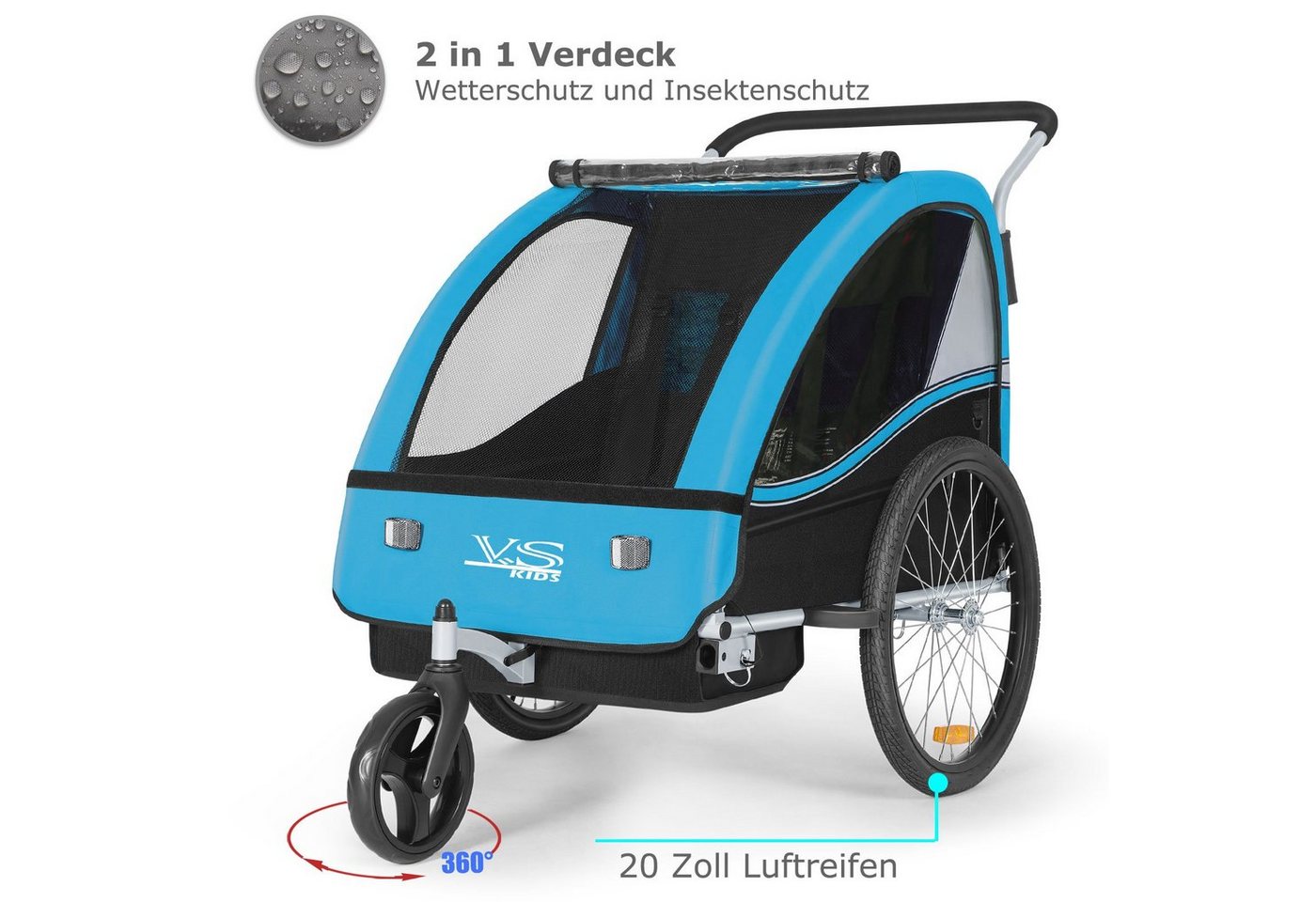 Thumbnail - TIGGO Fahrradkinderanhänger TIGGO VS Kinderfahrradanhänger 2 in 1 Kinderanhänger Fahrradanhänger, für 1-2 Kinder geeigne...