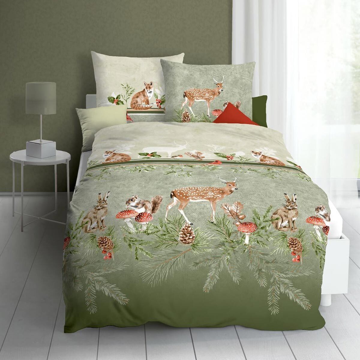 TRAUMSCHLAF Bettwäsche Under The Mistletoe, Biber, 2 teilig, Winterbettwäsc günstig online kaufen