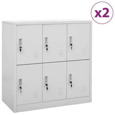 vidaXL Fächerschrank Schließfachschränke 2 Stk. Hellgrau 90x45x92,5 cm Stahl (2-St)