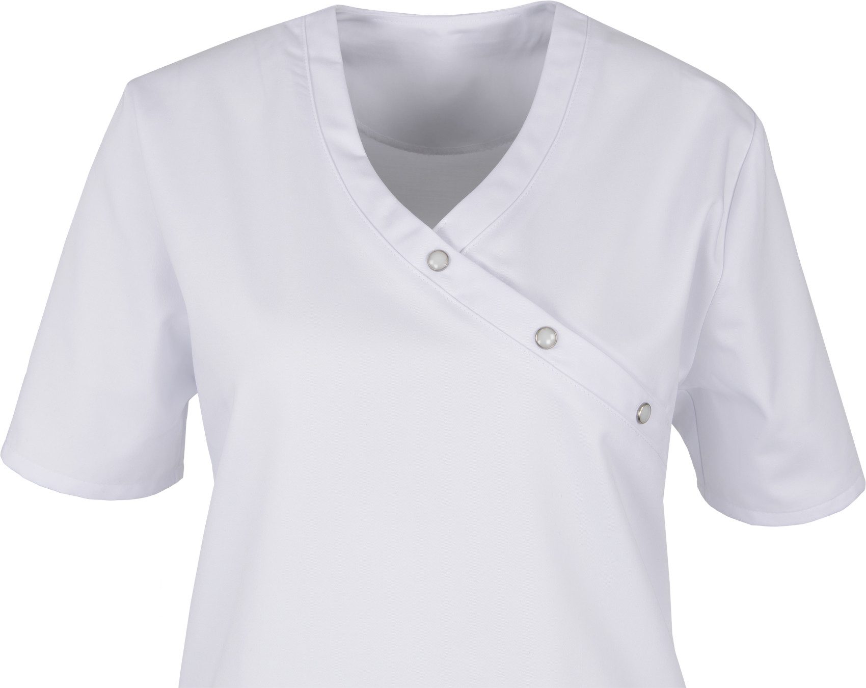 BEB Schlupfbluse beb MEDIZIN/PFLEGE Damen KASACK Kurzarm V-Neck Baumwollmix Weiß