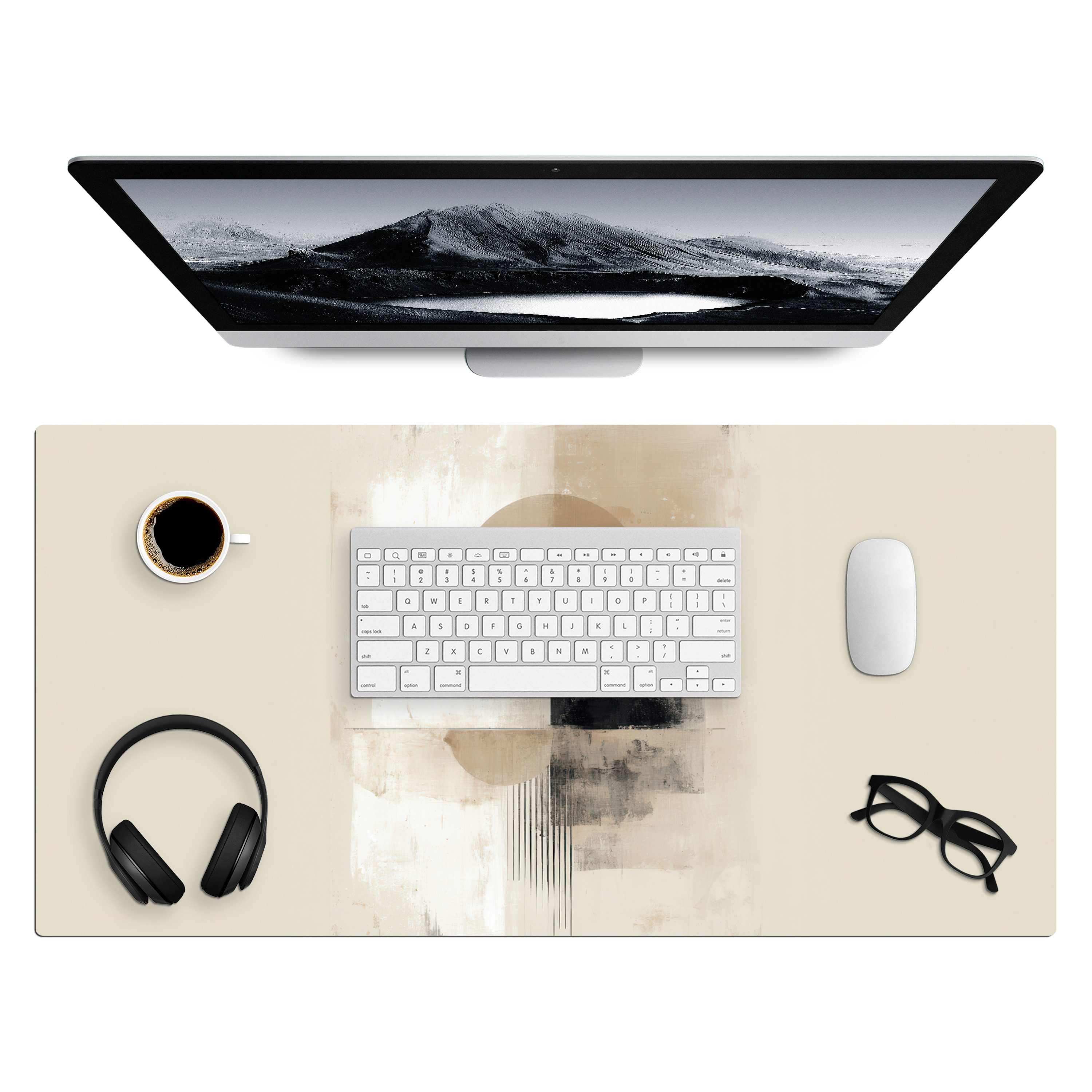 MuchoWow Gaming Mauspad Kreis - Zusammensetzung - Tiefe - Beige (1-St), Gaming Mauspad XXL, Schreibtischunterlage, Desk Mat Groß, 80x40 cm