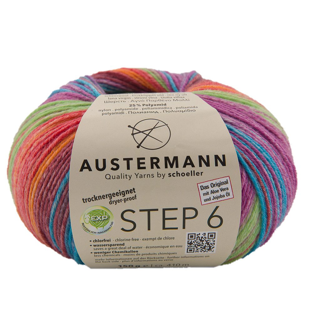 Austermann Step 6-fach Color Kuchenknäuel Häkelwolle, 410 m, wundrschöner Farbverlauf
