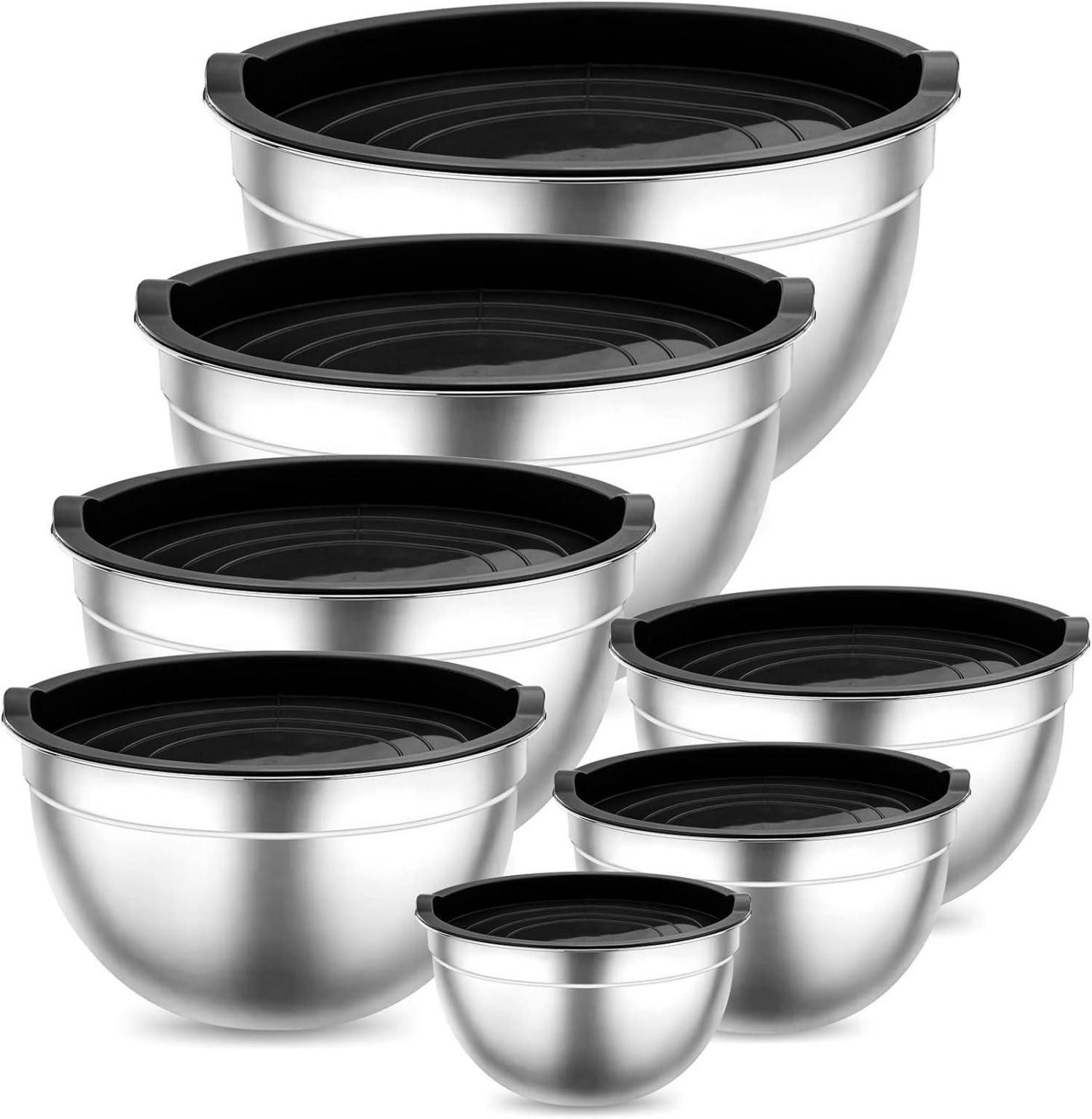 Küchenorganizer-Set Rührschüssel Set Edelstahl Salatschüssel 7er