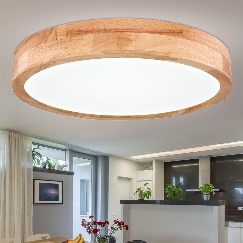 etc-shop LED Deckenleuchte, LED-Leuchtmittel fest Farbwechsel, Tageslichtweiß, Esstischlampe Fernbedienung Holz-Optik Warmweiß, verbaut, Kaltweiß, CCT Dimmbar mit Deckenlampe Neutralweiß, LED